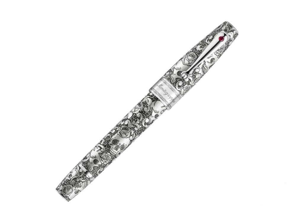 Montegrappa Skulls & Roses Rollerball pen, Silver, Limited Edition, ISSKNRSE - Image 3