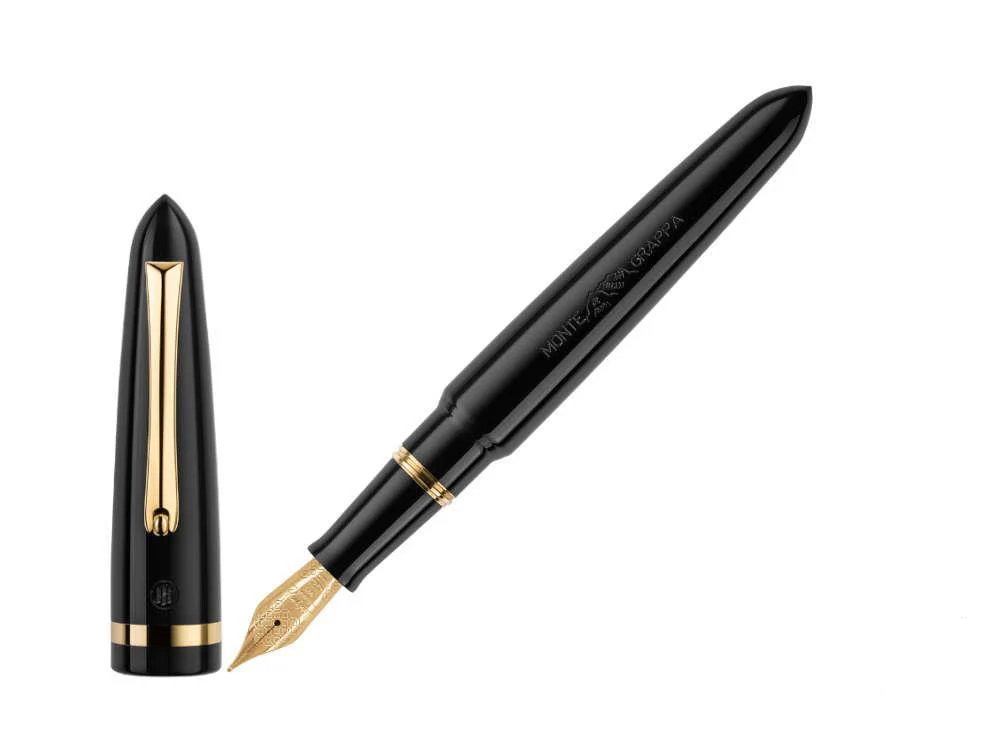 Montegrappa Venetia Fountain Pen, Black, Gold plated, 14k Gold, ISVEN-4C - Image 2