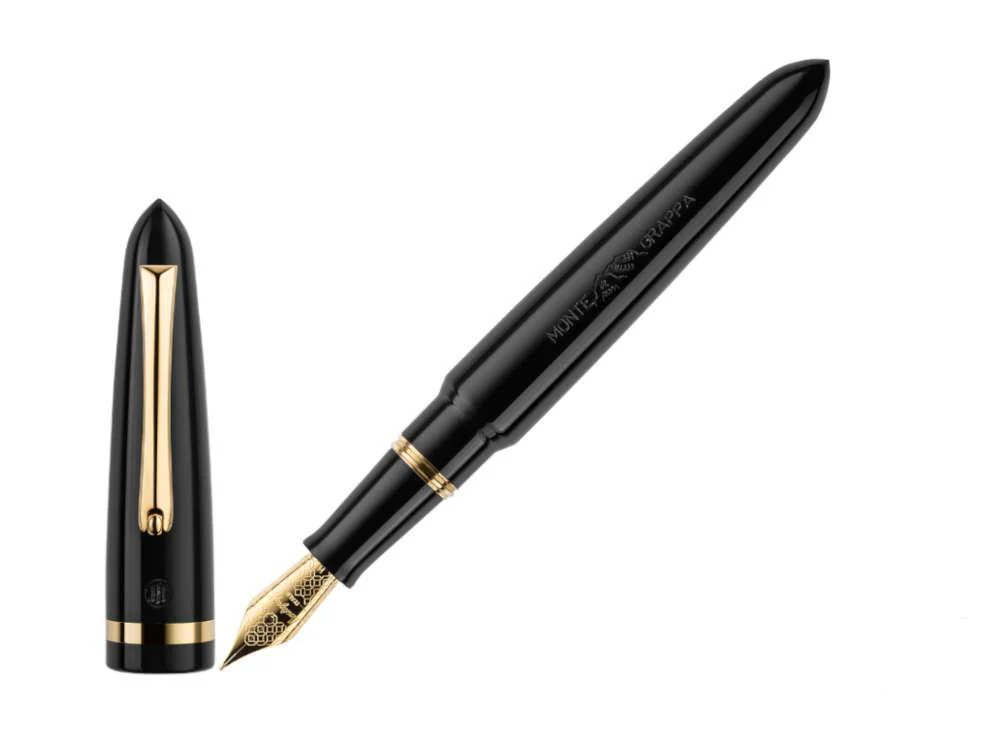 Montegrappa Venetia Fountain Pen, Black, Gold plated, Steel, ISVEN-AC - Image 2