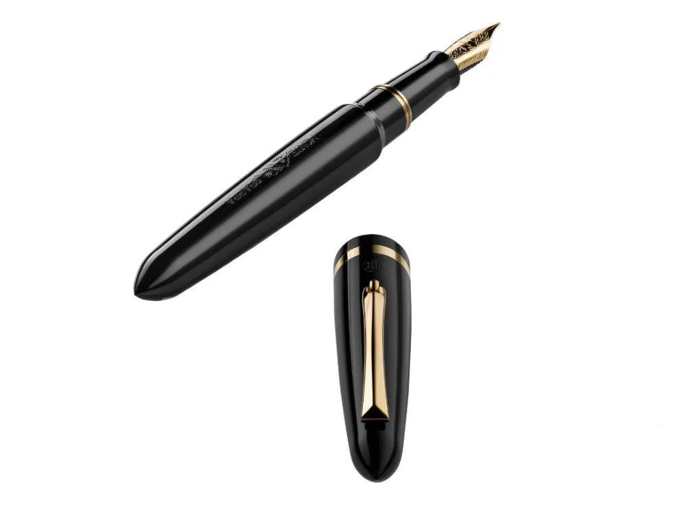 Montegrappa Venetia Fountain Pen, Black, Gold plated, Steel, ISVEN-AC - Image 5