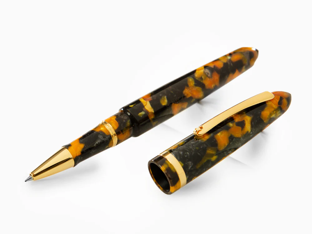 Montegrappa Venetia Havana Amber Rollerball pen, Gold plated, ISVENRAO - Image 4