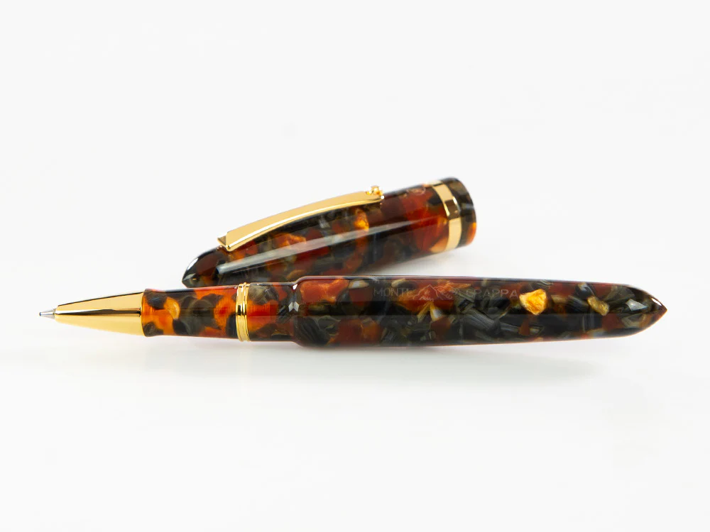 Montegrappa Venetia Plume Agate Rollerball pen, Orange, Gold plated, ISVENRAJ - Image 7