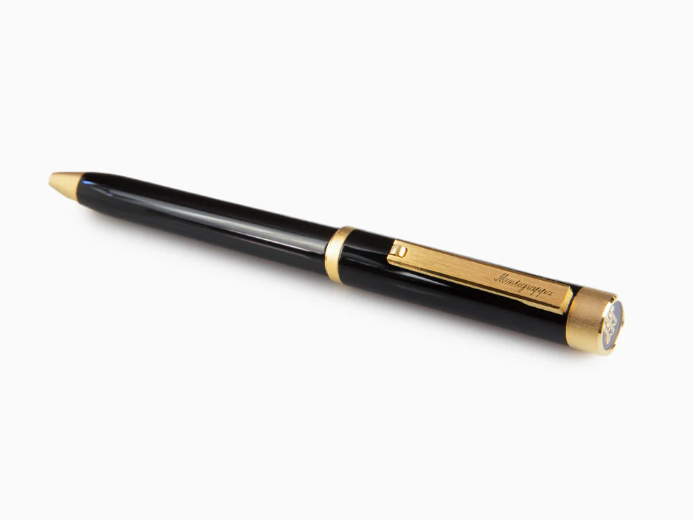 Montegrappa Zero Ballpoint pen, Black Resin, Yellow gold trims, ISZETBBY - Image 5