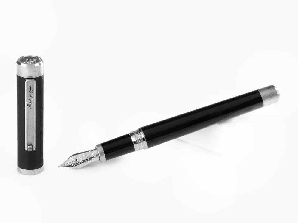 Montegrappa Zero Fountain Pen, Black, Palladium IP, 14K Gold, ISZEI-4P - Image 2