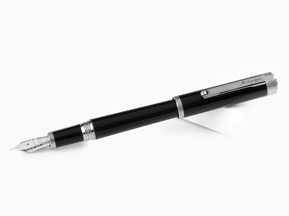 Montegrappa Zero Fountain Pen, Black, Palladium IP, 14K Gold, ISZEI-4P - Image 4