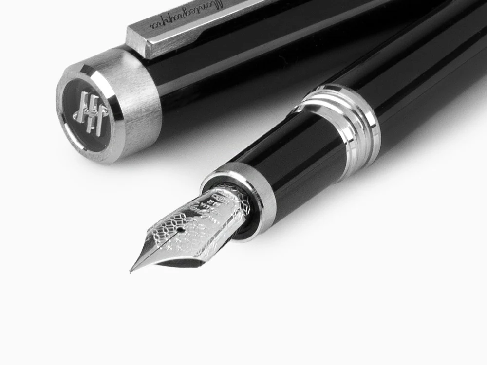 Montegrappa Zero Fountain Pen, Black, Palladium IP, 14K Gold, ISZEI-4P - Image 5