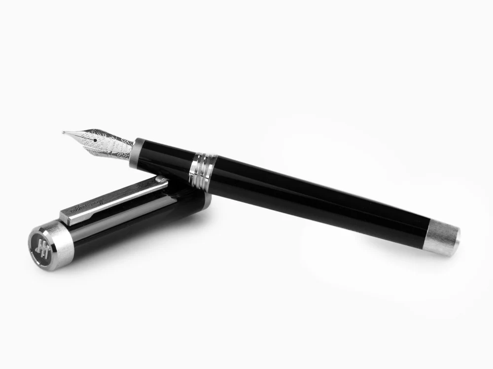 Montegrappa Zero Fountain Pen, Black, Palladium IP, 14K Gold, ISZEI-4P - Image 8