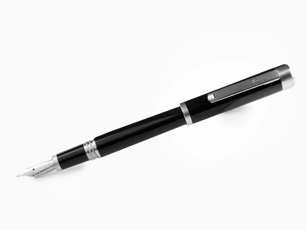 Montegrappa Zero Fountain Pen, Black Resin, Palladium IP, ISZEI-IP - Image 4