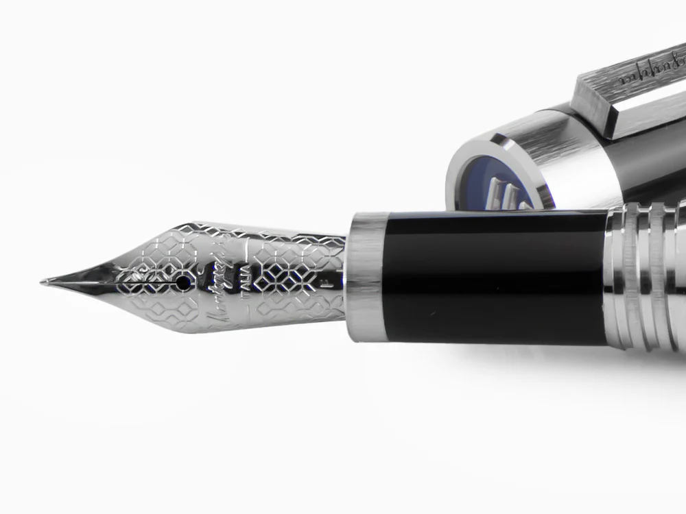 Montegrappa Zero Fountain Pen, Black Resin, Palladium IP, ISZEI-IP - Image 5