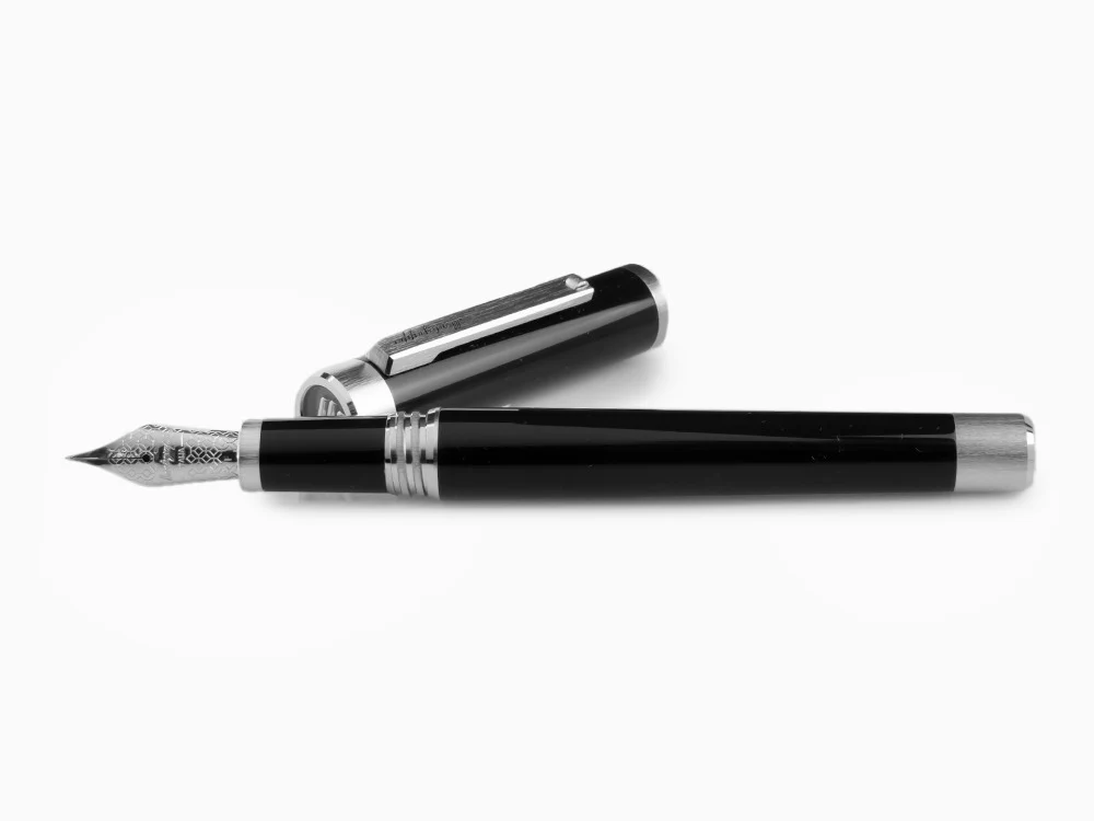 Montegrappa Zero Fountain Pen, Black Resin, Palladium IP, ISZEI-IP - Image 7