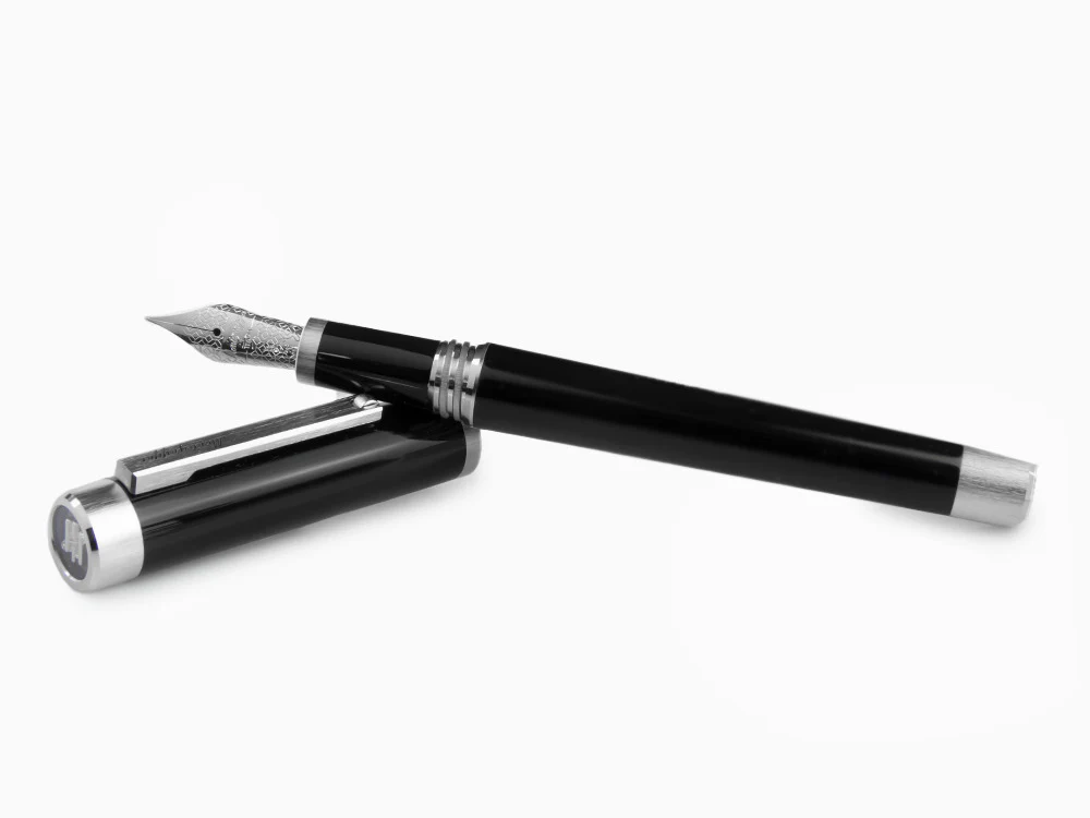 Montegrappa Zero Fountain Pen, Black Resin, Palladium IP, ISZEI-IP - Image 8