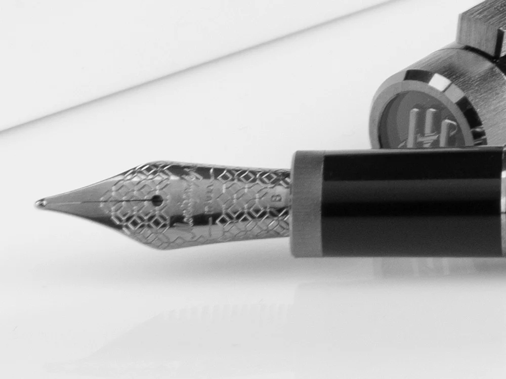 Montegrappa Zero Fountain Pen, Black Resin, Steel, Ruthenium, ISZET-BL - Image 6