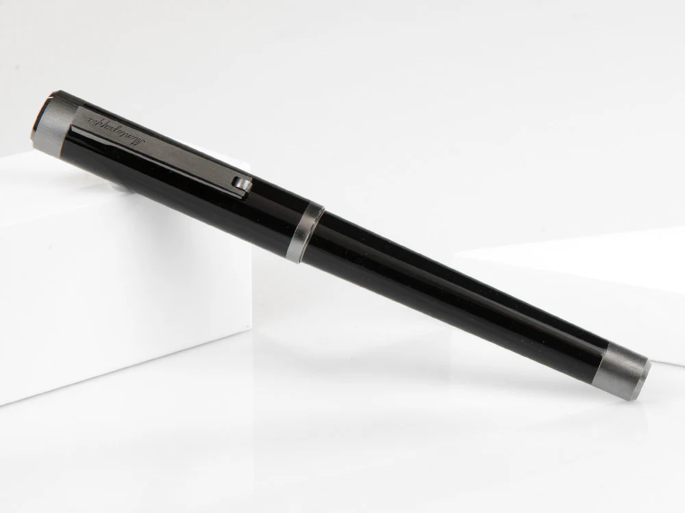Montegrappa Zero Fountain Pen, Black Resin, Steel, Ruthenium, ISZET-BL - Image 7