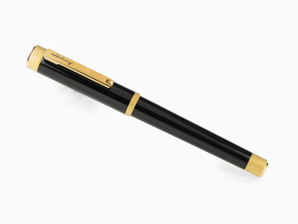 Montegrappa Zero Fountain Pen, Black Resin, Yellow gold trims, ISZEI-4Y - Image 3