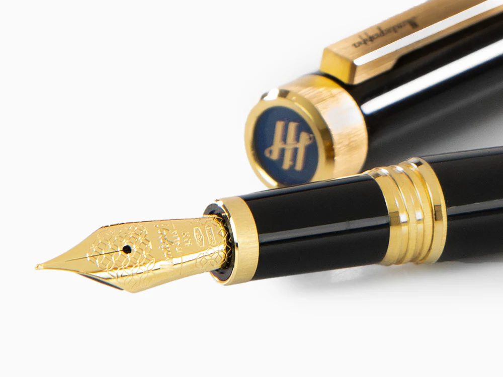 Montegrappa Zero Fountain Pen, Black Resin, Yellow gold trims, ISZEI-4Y - Image 5
