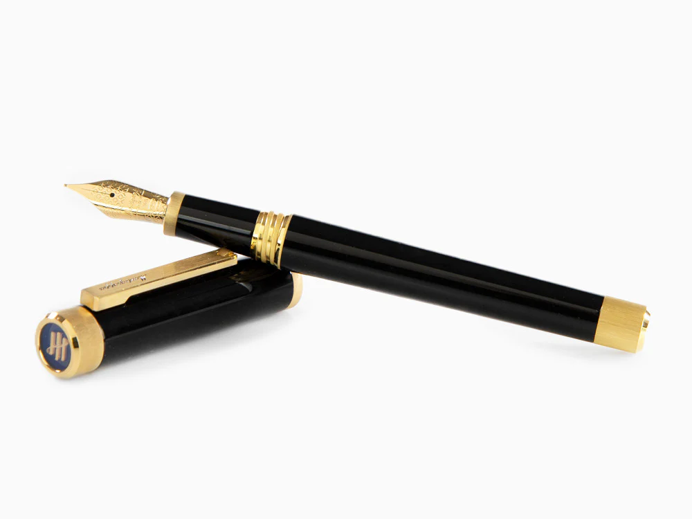 Montegrappa Zero Fountain Pen, Black Resin, Yellow gold trims, ISZEI-4Y - Image 8