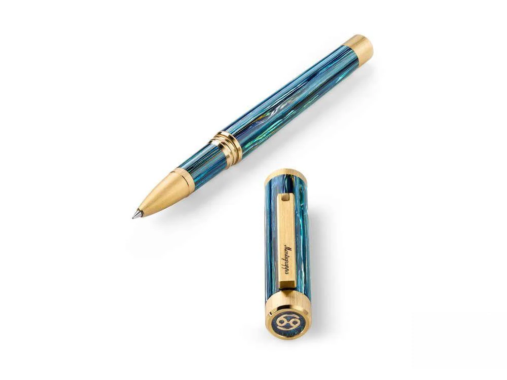 Montegrappa Zero Zodiac Cancer Rollerball pen, Blue, Gold plated, ISZEZRIY-G9 - Image 4