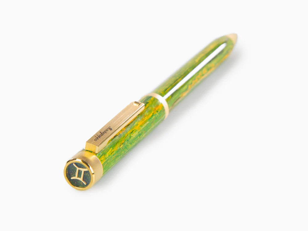 Montegrappa Zero Zodiac Gemini Ballpoint pen, Green, Gold plated, ISZEZBIY-G7 - Image 5