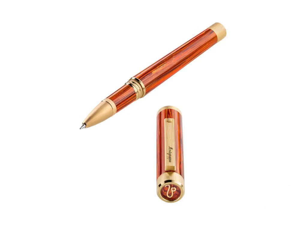 Montegrappa Zero Zodiac Leo Rollerball pen, PVD Gold, Orange, ISZEZRIY-O2 - Image 5