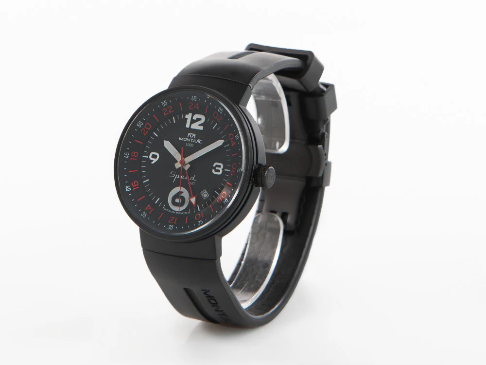 Montjuic GMT Speed Quartz Watch, Stainless Steel, DLC, Black, 43 mm, MJ3.0202.B - Image 4