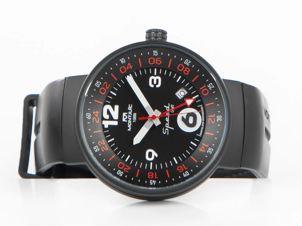 Montjuic GMT Speed Quartz Watch, Stainless Steel, DLC, Black, 43 mm, MJ3.0202.B - Image 7