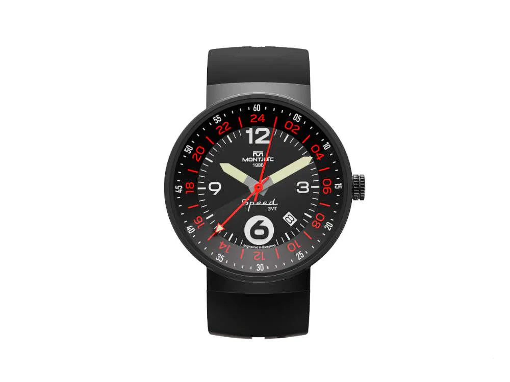 Montjuic GMT Speed Quartz Watch, Stainless Steel, DLC, Black, 43 mm, MJ3.0202.B - Image 9