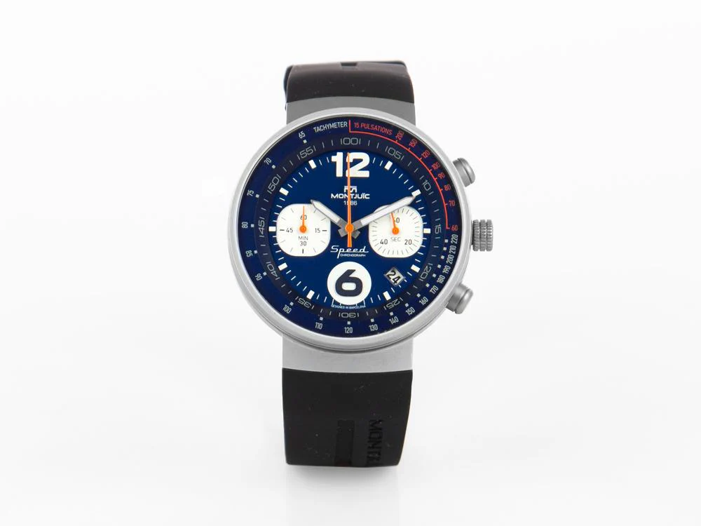 Montjuic Speed Chronograph Quartz Watch, Stainless Steel, Blue, 45mm, MJ2.0303.S - Image 2