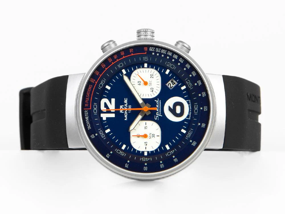 Montjuic Speed Chronograph Quartz Watch, Stainless Steel, Blue, 45mm, MJ2.0303.S - Image 7