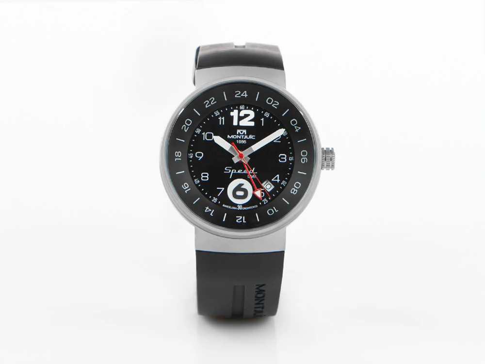 Montjuic Speed GMT Quartz Watch, Stainless Steel, Black, 43 mm, MJ3.0101.S - Image 2