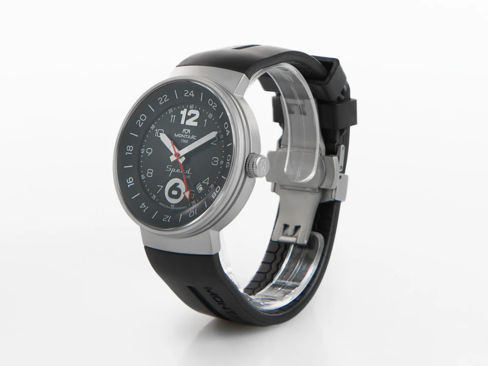 Montjuic Speed GMT Quartz Watch, Stainless Steel, Black, 43 mm, MJ3.0101.S - Image 4