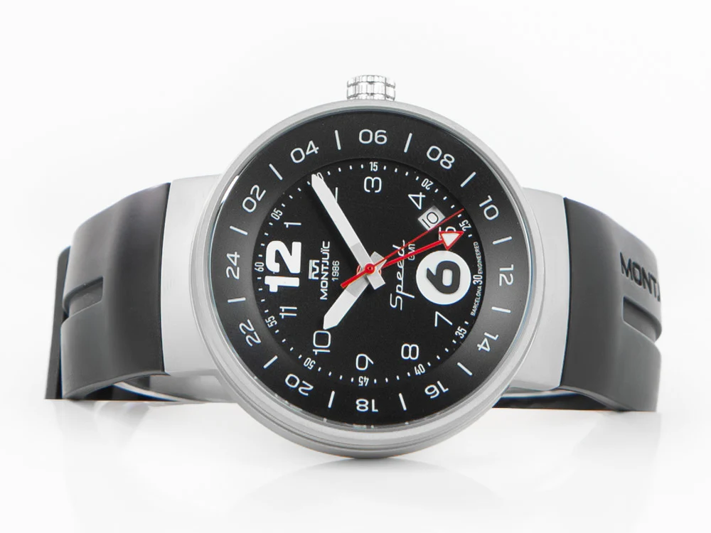 Montjuic Speed GMT Quartz Watch, Stainless Steel, Black, 43 mm, MJ3.0101.S - Image 7