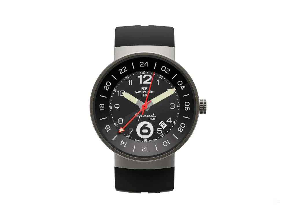 Montjuic Speed GMT Quartz Watch, Stainless Steel, Black, 43 mm, MJ3.0101.S - Image 9