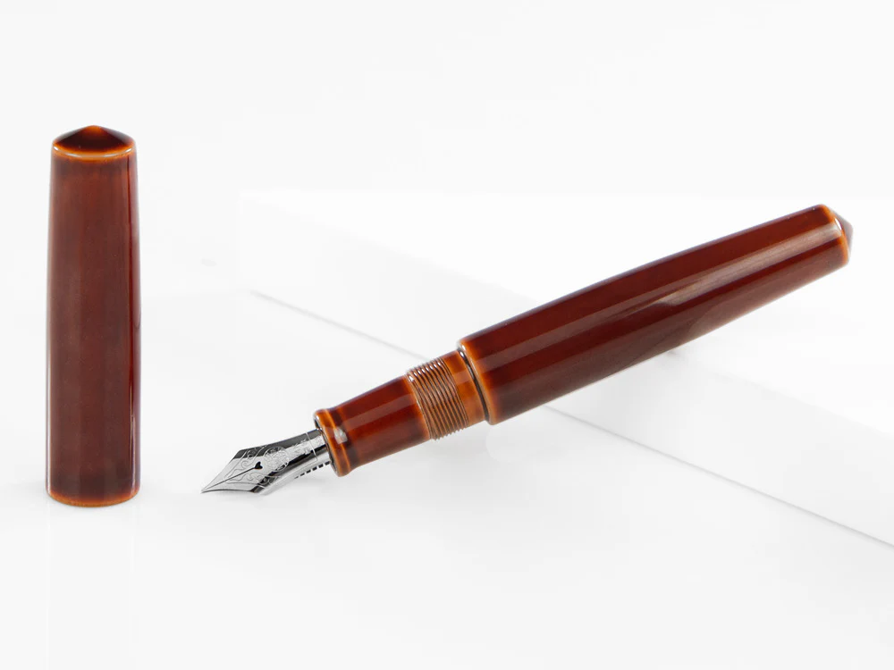 Nakaya Cigar Fountain Pen Piccolo, Toki-Tamenuri, Ebonite, Rodhium - Image 2