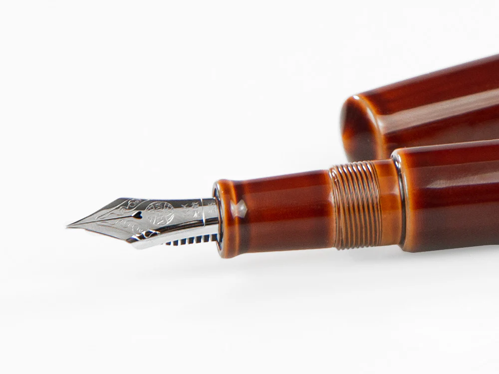 Nakaya Cigar Fountain Pen Piccolo, Toki-Tamenuri, Ebonite, Rodhium - Image 5
