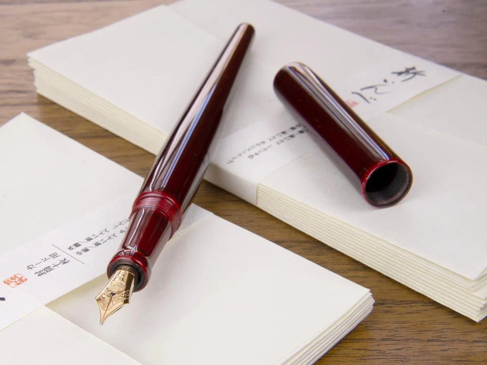 Nakaya Desk Fountain Pen, Aka-Tamenuri, Ebonite and Urushi lacquer - Image 9
