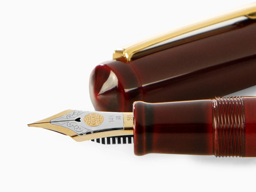 Nakaya Writer Fountain Pen Aka-Tamenuri, Piccolo, Ebonite, Two toned nib - Image 5
