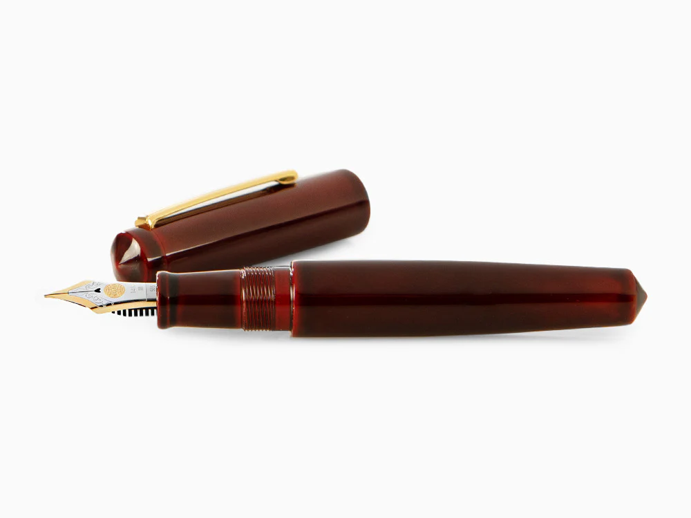 Nakaya Writer Fountain Pen Aka-Tamenuri, Piccolo, Ebonite, Two toned nib - Image 7