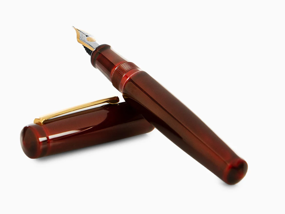 Nakaya Writer Fountain Pen Aka-Tamenuri, Piccolo, Ebonite, Two toned nib - Image 8