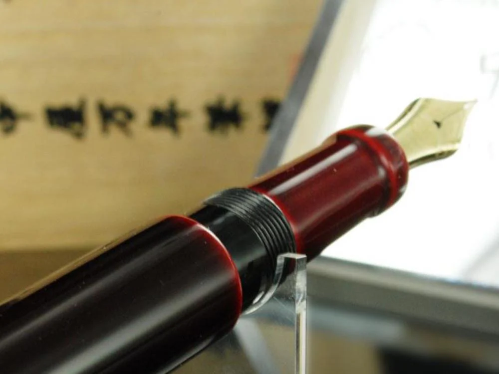 Nakaya Writer Long Fountain Pen, Aka Tamenuri, Urushi lacquer - Image 5