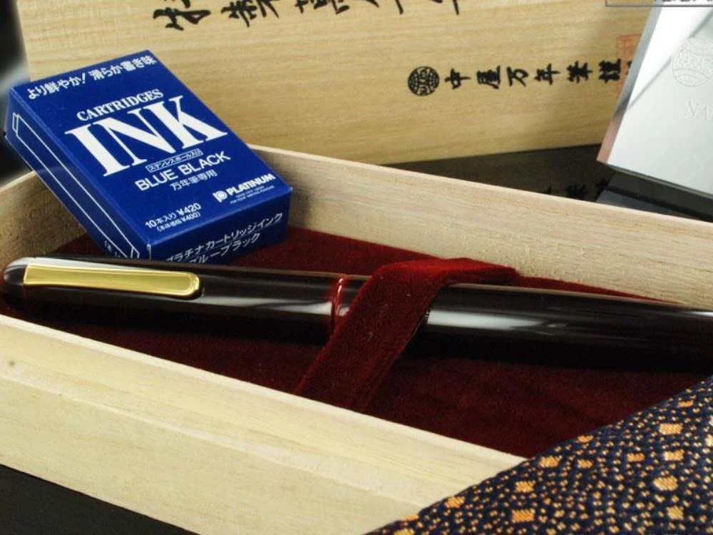 Nakaya Writer Long Fountain Pen, Aka Tamenuri, Urushi lacquer - Image 6