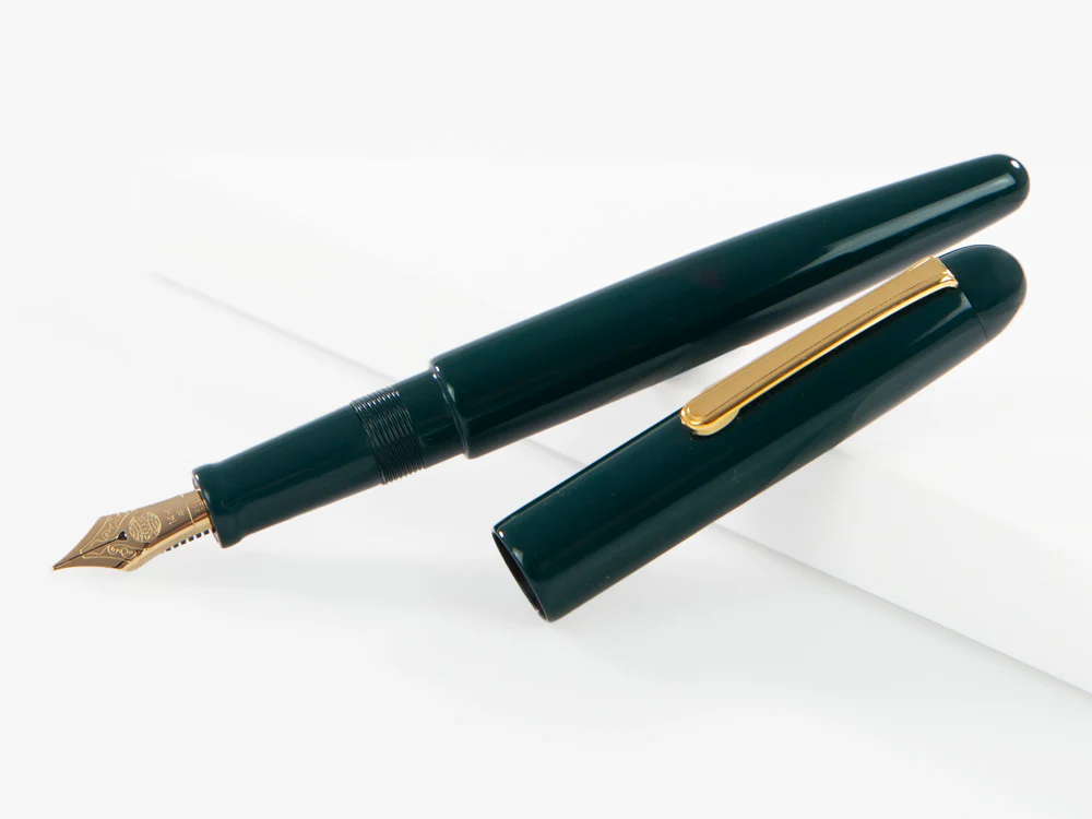 Nakaya Writer Long Fountain Pen Midori, Ebonite, Gold plated - Image 4