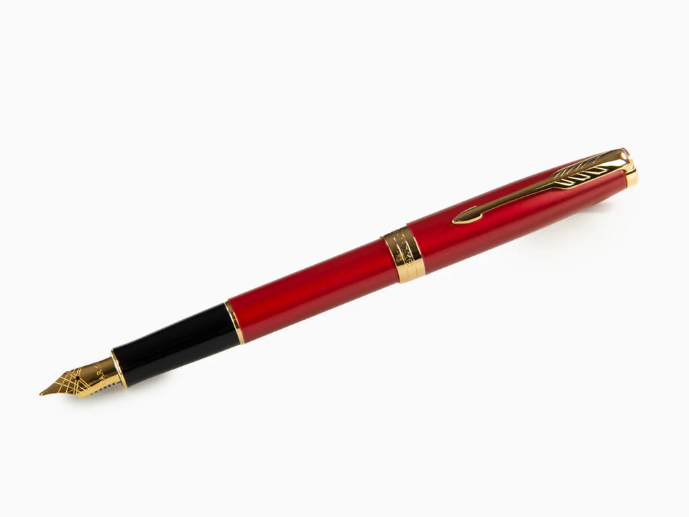 Parker Sonnet Fountain Pen, Lacquer, Gold Trim, Red, 1931474 - Image 3