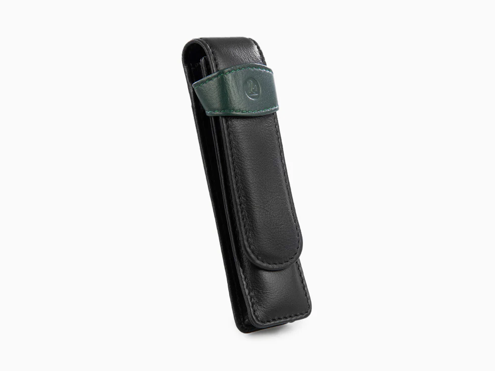 Pelikan 2 Pen Case, Leather, Black-Green, Soft, Flap tuck, 923722 - Image 3