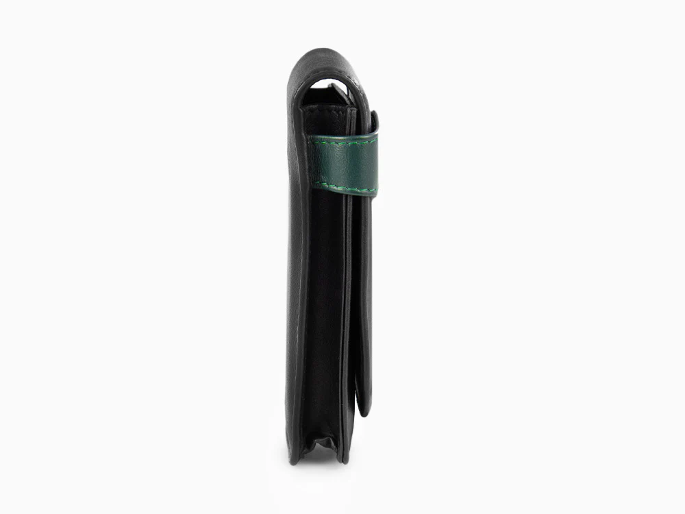 Pelikan 3 Pen Case, Leather, Black-Green, Soft, Flap tuck, 924092 - Image 4