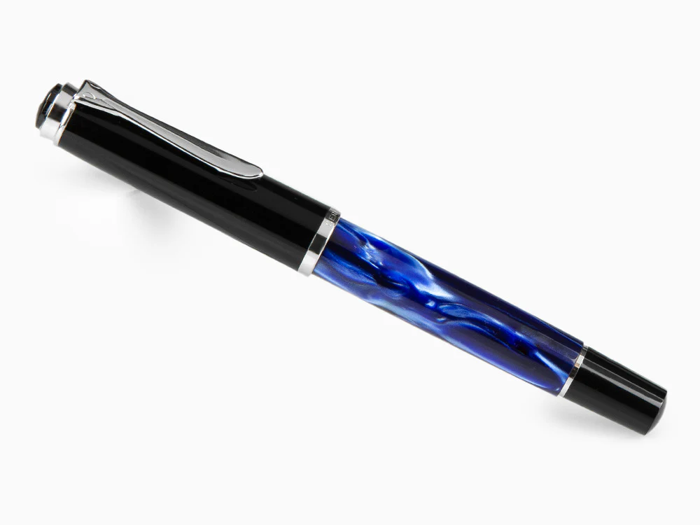 Pelikan Classic M205 Fountain Pen, Blue Marble, Chrome trim, 801973 - Image 3
