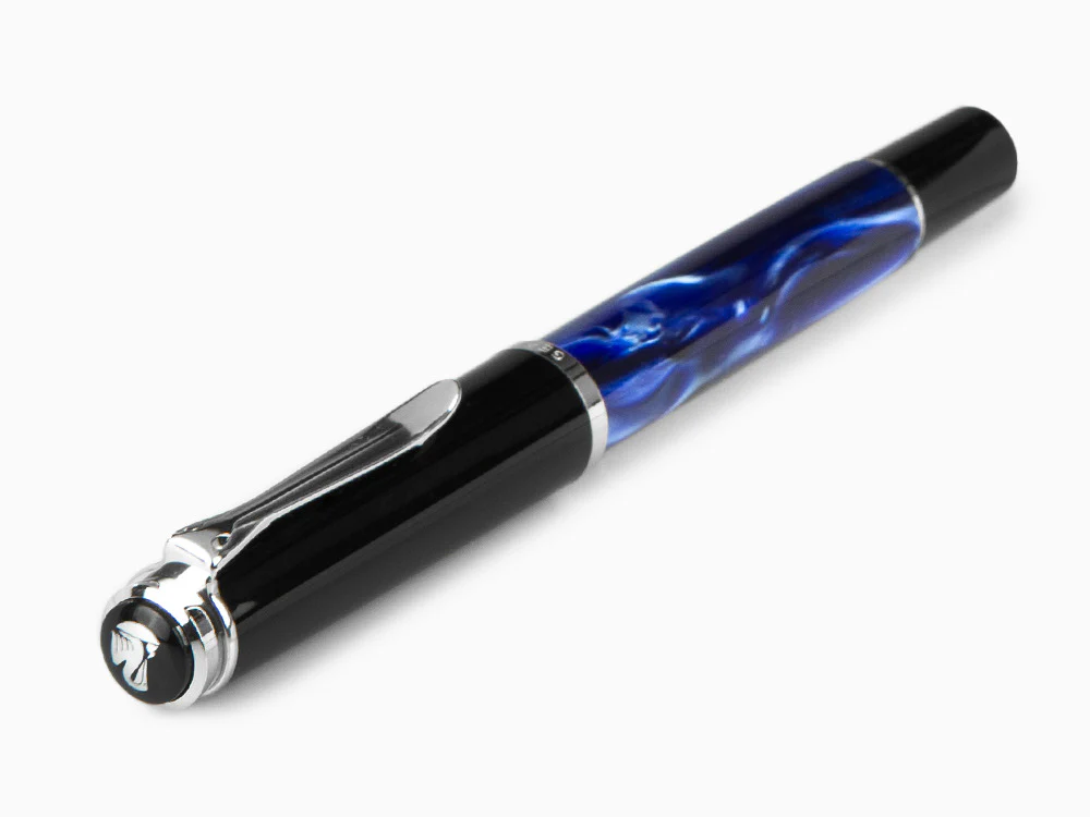 Pelikan Classic M205 Fountain Pen, Blue Marble, Chrome trim, 801973 - Image 6