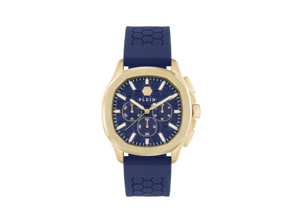 Philipp Plein 44 mm Quartz Watch, PVD Gold, Blue, Mineral crystal, PWSAA0323 - Image 2