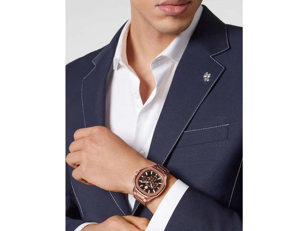 Philipp Plein 44 mm Quartz Watch, PVD Rose Gold, Brown, PWSAA0623 - Image 6