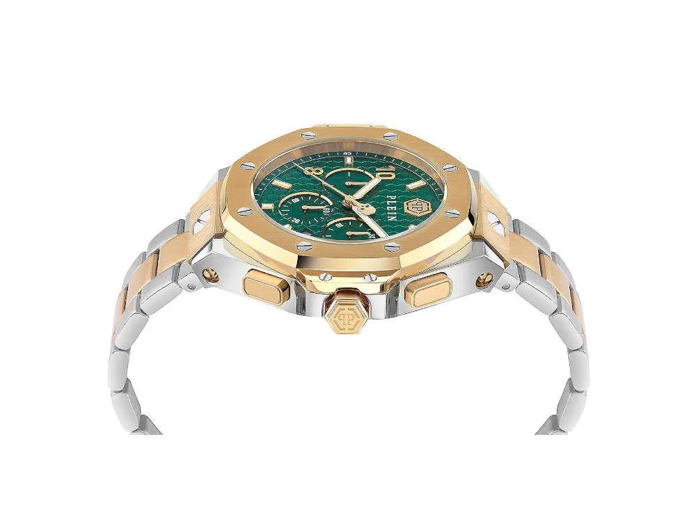 Philipp Plein Chrono Royal Quartz Watch, PVD Gold, Green, 46 mm, PWPRA0324 - Image 4