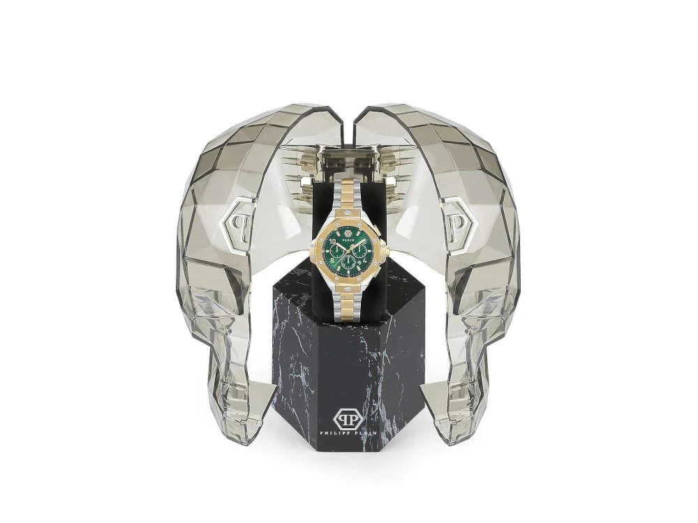 Philipp Plein Chrono Royal Quartz Watch, PVD Gold, Green, 46 mm, PWPRA0324 - Image 5